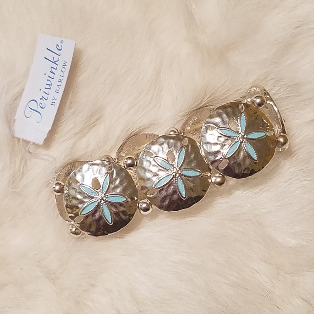 Sand Dollar Silver and Blue Bracelet
